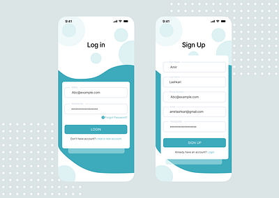Smooth cyan sign up and sign in mobile design page creativelogin design mobileui mobileux signin signup ui