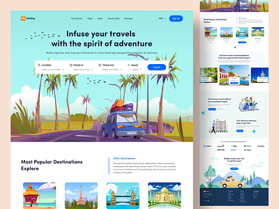 My Holiday - Landing Page clean destinations holiday illustration landing page tour tour plan travel travel website travelling trending trips ui ui design uiux vacations