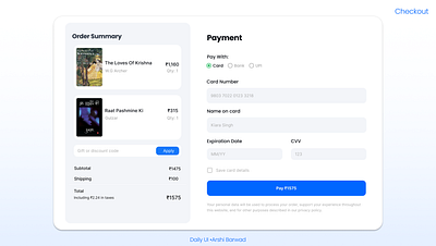 Checkout #DailyUI checkout dailyui ui ux