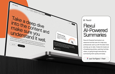 FlexUI AI-Powered Summaries 💥 3d ai animation dashboard free logo motion graphics pricing plan ui ui kit vertical menu