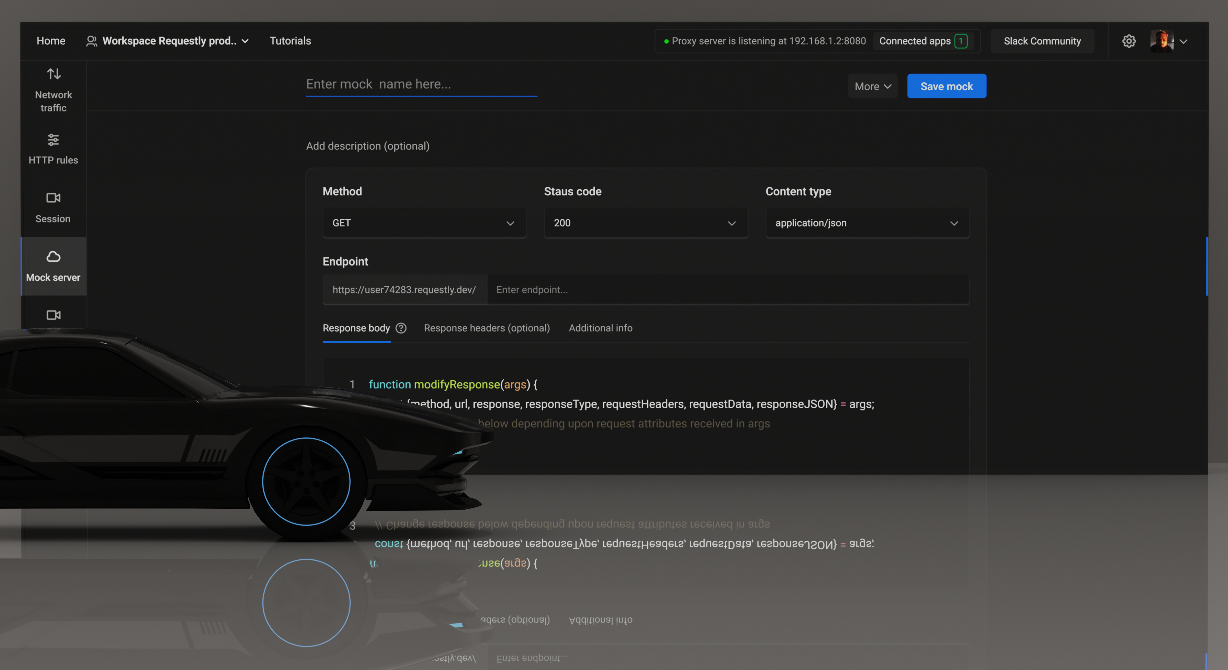Mock Server Designs 3d api client branding browser app dashboard design desktop app developer extension frontend graphic design http rules mock server network traffic product session ui ux web website