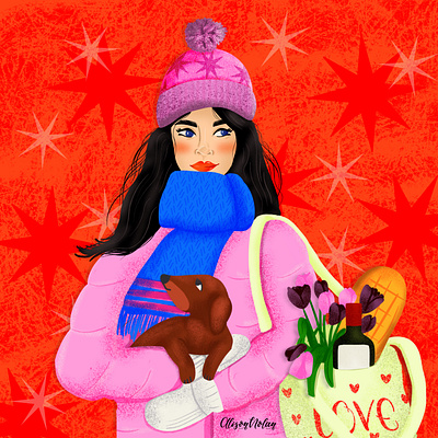All Wrapped Up character design colourful design dothisinyourstyle drawing challenge dtiys female illustrator hand drawn il illustration portrait procreate