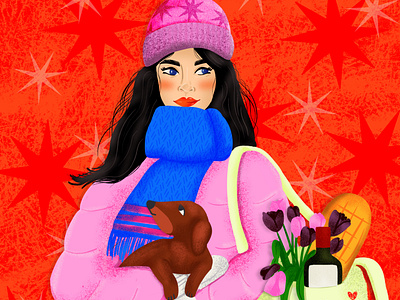 All Wrapped Up character design colourful design dothisinyourstyle drawing challenge dtiys female illustrator hand drawn il illustration portrait procreate