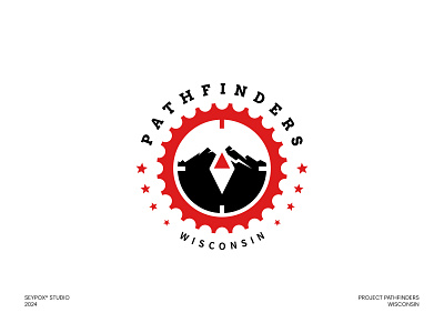 Pathfinders Rebrand 99designs compass concept design gear hiking group hiking logo logo mark minimalist mountain mountain bike nature logo personal growth rebrand simple stars typography