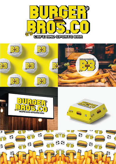 Burger Bros.co branding burger cafe design graphic design illustration logo mood board sports bar typography