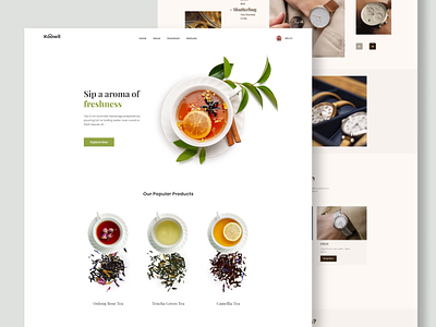 Koowil | Tea Website Design animation clean website design design figma landing page minimalism minimalistic website design modern website design scroll animation tea tea landing page design tea website design ui ui design ux ux design webpage design website website design white website design