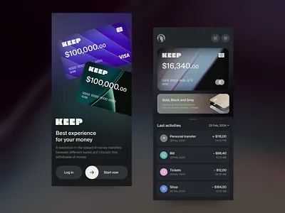 KEEP. Neobank 🕸️ ai app artificial intelligence bank finance fintech investment ios money neobank portfolio save maney ui ux