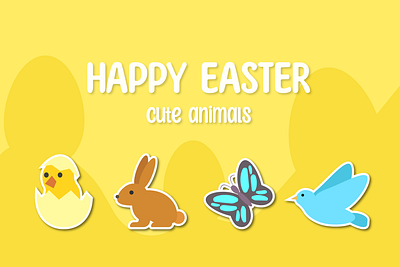 Easter Stickers Pack: Cute Animal design easter illustration sticker