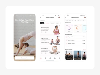 Fitness App for Mothers app app design application fitness fitness app kids mobile mobile design mom mother pregnancy