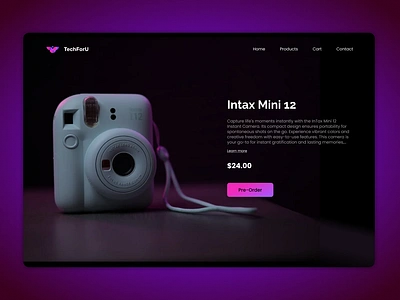 Pre-Order page (DailyUI075) buy camera dailyui design hierarchy instant intax mini neon page pink typography ui user interface ux website