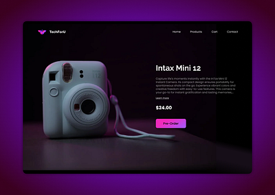 Pre-Order page (DailyUI075) buy camera dailyui design hierarchy instant intax mini neon page pink typography ui user interface ux website