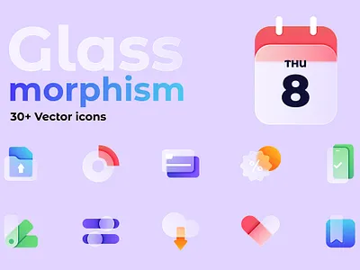 Glass Morphism icons 3d element glass icon illustration morphism ui vector