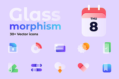Glass Morphism icons 3d element glass icon illustration morphism ui vector