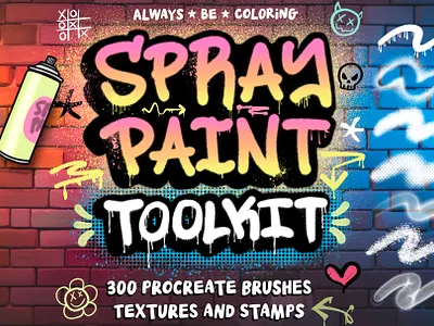 Procreate Spray Paint Toolkit alwaysbecoloring brushes design graphic design illustration logo procreate procreate brush set typography