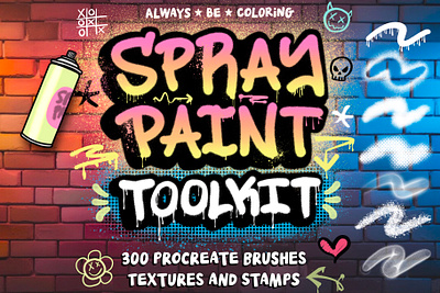 Procreate Spray Paint Toolkit alwaysbecoloring brushes design graphic design illustration logo procreate procreate brush set typography