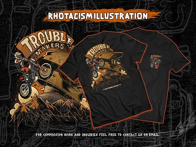 Trouble Makers Tshirt Design clothing extreme extremesport helmet illustration motocross motocrossaction motocrossboy motocrossgear motocrossislife motocrosskids motocrosslife motocrosslifestyle motocrosslove motocrossrider motosport mountain teedesign tshirtdesign vector