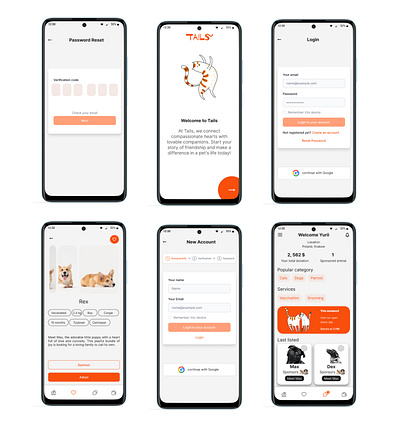 Tails: A User-Friendly App for Pet Lovers animation pets ui design ux design