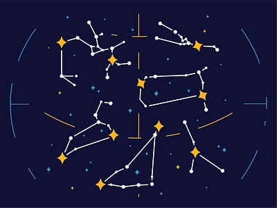 Zodiac Signs astrology branding constellation design graphic design icon icon set illustration logo map natal chart night planets sign sky space stars vector zodiac