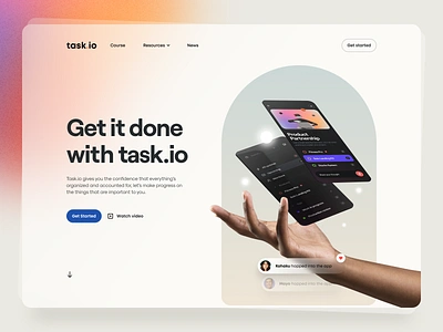 Task.io – New update for Echo Hero Header Builder button clean design gradient hand hand mockup hero header minimal mockup phone task ui ui design user interface ux ux design web web app web design website