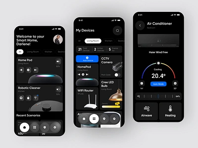 Smart Home Mobile App b2b control home controller app design home automation home station ios mobile mobile ui mobile ui design monitoring remote control saas smart smart device smart devices smart home app smart house tech app ui