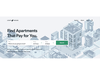 Illustration for the renting service website animation app branding graphic design homepage house illustration landingpage lighthouse motion rent ui ux vector