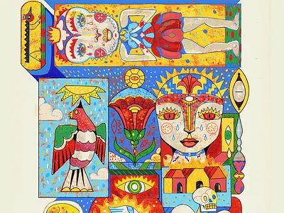 Burning wings africanart art childbook childish comics cubisme dessin eyes handraw illustration ipad painting psychedelic sunshine yoaz