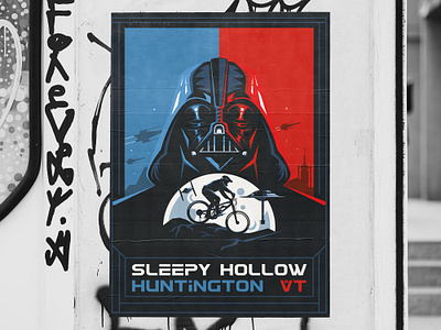 Sleepy Hollow, Huntington VT branding cycling tour darth vader design graphic design illustration logo mountain bicycle movie nimadelavari poster star wars t shirt design typography vector