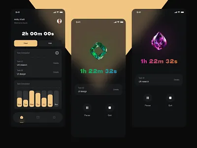 Pomodoro App app design efficiency mobile mvp online organizer plan planning pomodoro pomodoroapp productivity productivity app react native startup technique timer ui ux