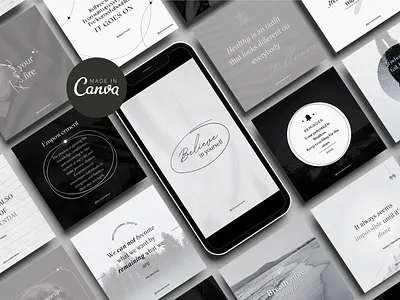 Aesthetic Black and white Instagram Quotes Templates aesthetic affirmation black black and white canva graphic design inspiration inspiring instagram instagram post instagram story instagram template mental health monochrom motivation positivity quote social media social media design templates