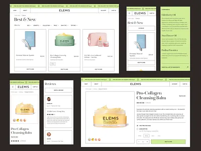 Elemis - Web site design concept catalog concept cosmetics e commercy elemis product page shop store ui