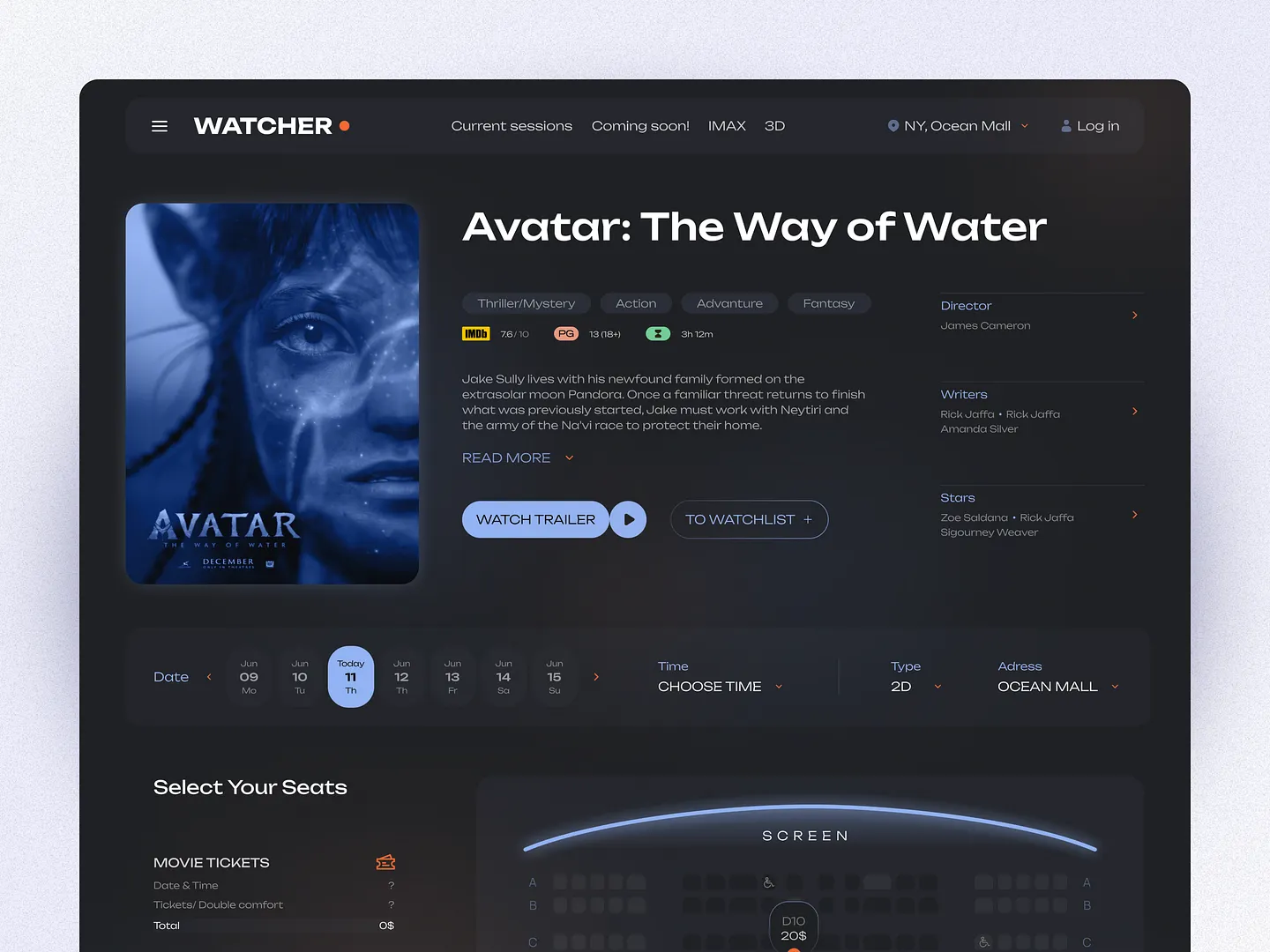 Modern Movie Website Design: Watcher