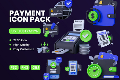 Payment Transaction 3D Icon 3d business icon 3d icon 3d icon pack 3d payment bank credit card fintech mbanking payment payment transaction wallet