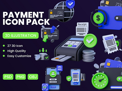 Payment Transaction 3D Icon 3d business icon 3d icon 3d icon pack 3d payment bank credit card fintech mbanking payment payment transaction wallet
