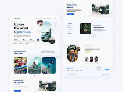 Tripventure Landing Page- Ui Design branding design illustration landing landingpage logo travel travelsite travelwebdesign ui uidesign uxdesign web webdesign webpage wensitedesign