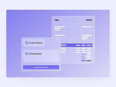 Youngdata - Features visual Power automate blue brand card colors glass gradient graphic design invoice noise ui webdesign