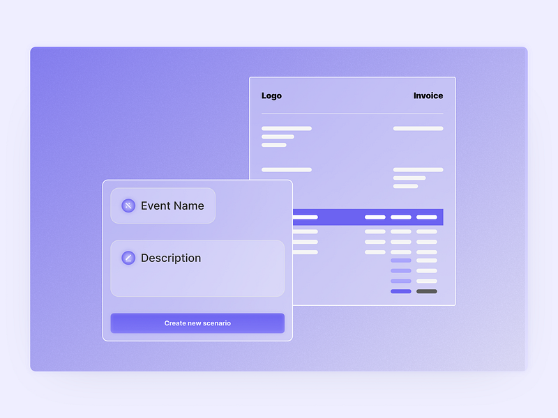 Youngdata - Features visual Power automate blue brand card colors glass gradient graphic design invoice noise ui webdesign