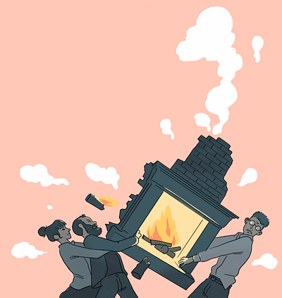Fireplace editorial illustration fight fireplace illustration monocle