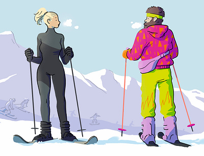 Snow tribes editorial illustration girl illustration monocle ski tribes