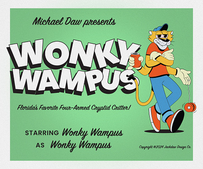 Introducing Wonky Wampus! bigfoot cartoon character design cryptid florida florida panther folk lore folklore ink blot inkblot panther rubber hose rubber hose style rubberhose wampus wampus cat