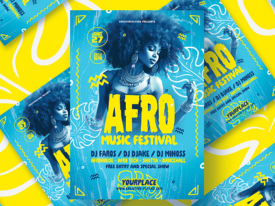 Afro Music Festival Poster (PSD) afro afro party creative flyer creativeflyers flyer flyer templates graphic design music flyer music poster party flyer photoshop poster psd