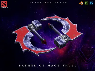Basher of Mage Skull | Dota 2 | Blender 3D 3d 3d art 3d artist 3d basher 3d blade 3d design 3d game asset 3d rendering 3d weapon am basher anti mage basher basher 3d basher of mage skull blender cycles design dota 2 material texture weapon asset