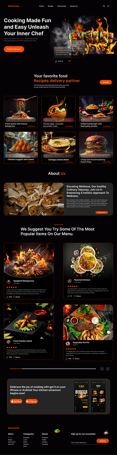 Food Delivery landing page Design app designe cook figma food delivery food delivery website food landing page fresh food interactive designe landing page product designe sheaf ui uiux web designe