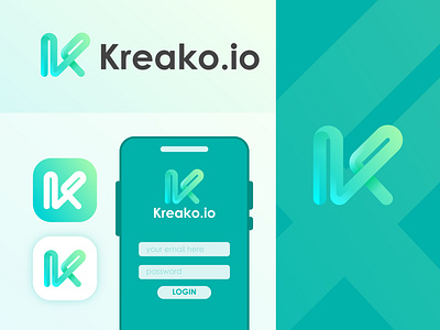 Kreako.io Software Agency Logo Design app design app logo apps brand brand identity branding cripto logo logo animation logo design saas science software technology