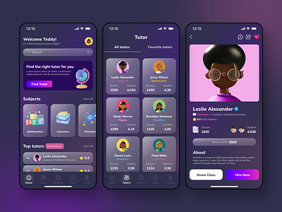 Find the right tutor app design graphic design ui ux