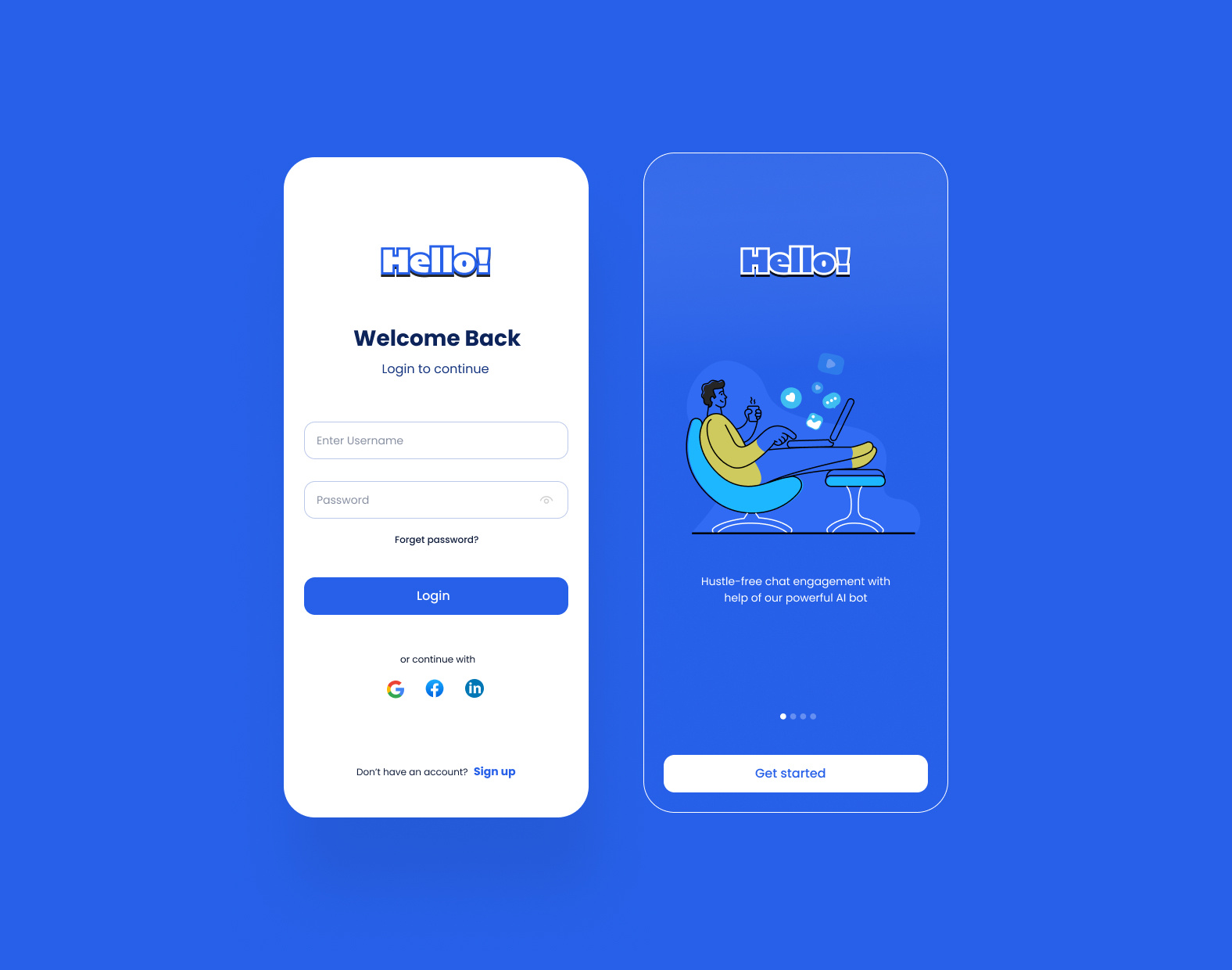 Hello Dribbble - AI Support Chat Bot first shot graphic design hello dribbble login mobile app thank you message typography ui ux
