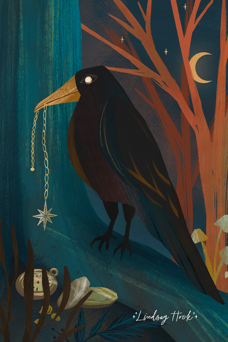 Corvus Hollow - crow/raven illustration crow art crow illustration illustration moody color palette raven art storybook texture