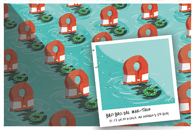 Solo in cartolina campain help iillustration migrant migranti people postcard poster sea