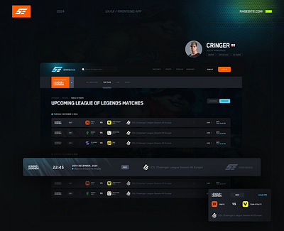 Game Stats analytics cs2 dark dashboard design dota2 esports game gaming leagueoflegends statistic ui valorant