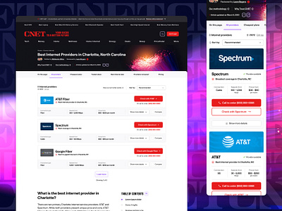 CNET - Broadband Geo Template authors best list broadband city page cta dark internet mobile product cards product design site sorting ux web website