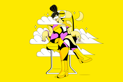 Scoot - Illustrations Campaign airlines airplane airport characters clouds flight illustrations passenger plane scoot seats singapore vector yeti yoga